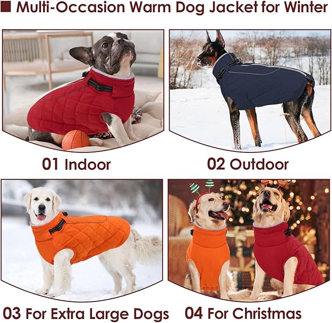 AOFITEE Extra Small Dog Jacket, Waterproof Dog Coat for Winter, Turtleneck Winter Jacket with Back Zipper, Reflective Pet Coat Small Snowsuit, Small Pet Snowsuit Chihuahua, Yorkshire