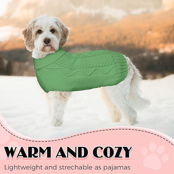 Dog Sweaters for Small Medium Large Dogs Girl, Soft Warm Turtleneck Pup Dogs Shirt, Double Knitting Collar for Outdoor Playing, Warm Dog Clothes (S,Green)