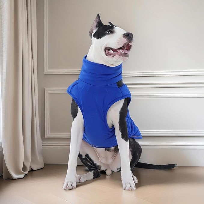Kuoser Dog Jacket, Coat for Large Dogs with Harness Built-in, Thick Vest with Leash Hole, Cold Weather Snow Jacket for Labrador Beagle, Blue XL