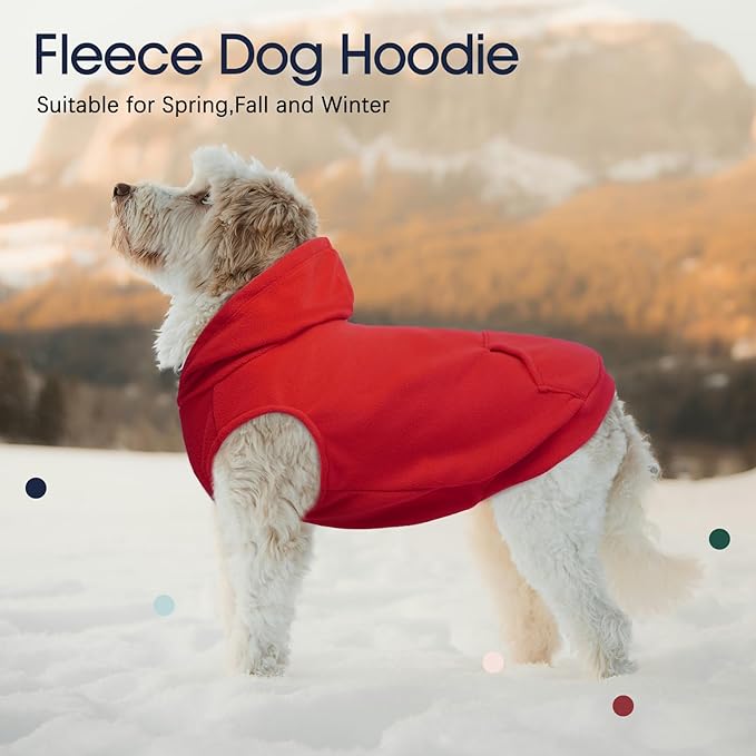 IECOii Dog Hoodie,Polar Fleece Dog Sweatshirt Fall Dogs Sweater with Hood,Warm Sweaters for Medium Dogs Boy Girl,Sleeveless Pet Hoodie Medium Size Winter Clothes for Pug,Jack Russell,Red,M