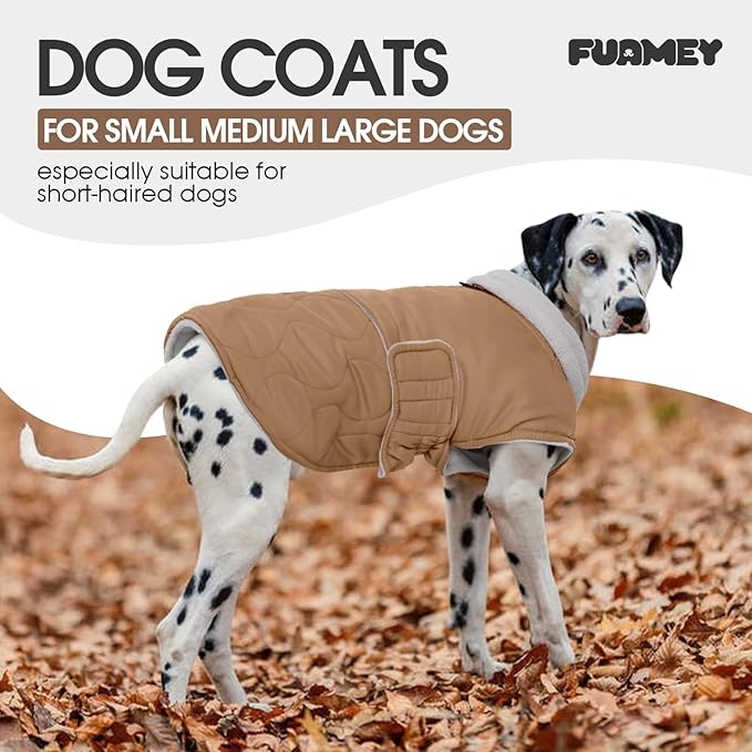 FUAMEY Winter Warm Dog Coat, Fleece Turtleneck Jacket, Thick Waterproof Windproof Coats for Small to Large Dogs, Snowsuit Vest for Cold Weather