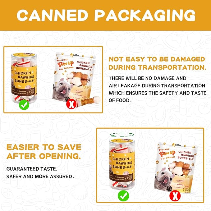 PAWUP Dog Treats Chicken Wrapped Rawhide Sticks Long Lasting Dog Chews, Natural Snacks for Medium Large Dogs w/Taurine,12.5 oz