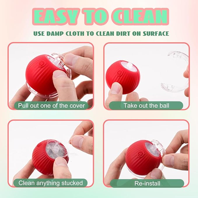 Interactive Cat Toys for Indoor Cats, Automatic Cat Toy with Elastic Mesh Tail, Electric Rolling Ball on Carpet, Chirping and Motion Activate Cat(Grey)