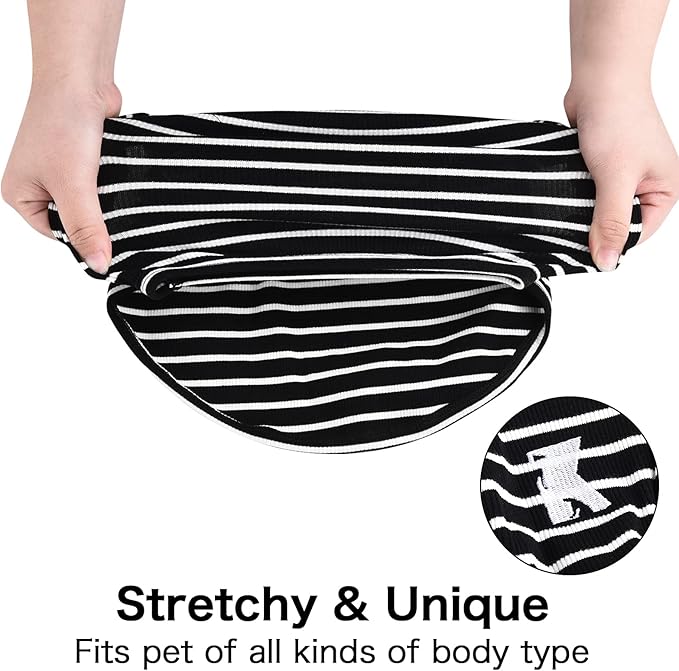 Koneseve Dog Shirt Vest Lightweight Stretchy Dog T-Shirts Soft Cool Sleeveless Stripe Vests Breathable Clothes for Puppy Kitty Cats Small Medium Large Dogs 2 Pack Black + Grey [ 2XL ]