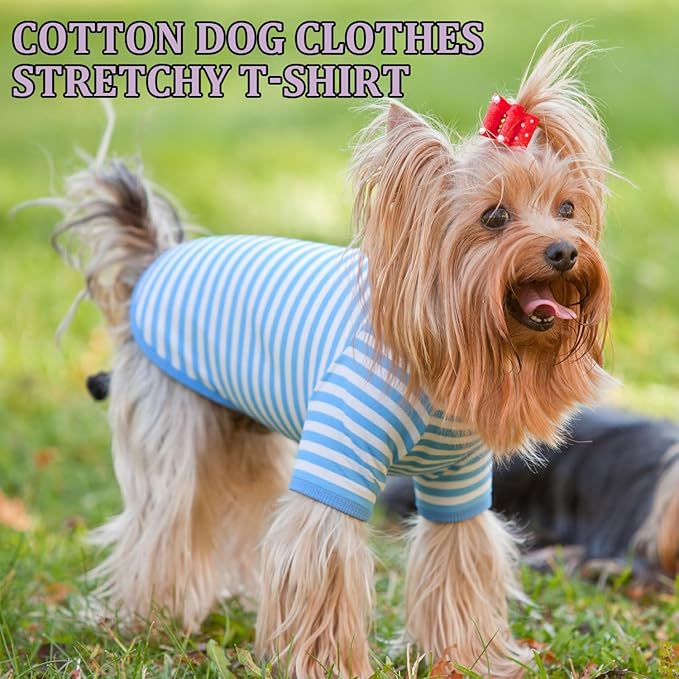 Geyoga 6 Pieces Dog Striped T-Shirt Cotton Breathable Pet Apparel Colorful Puppy Sweatshirt Clothes for Small to Medium Dogs Puppy(Gentle Color,M)