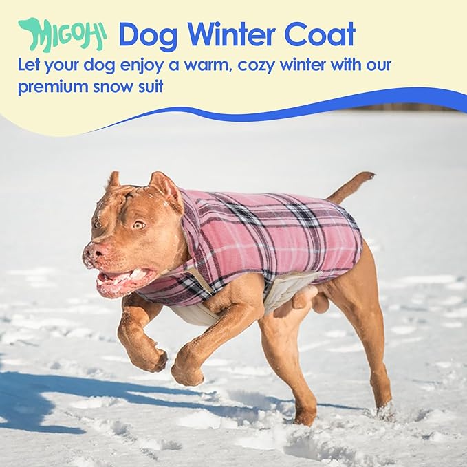 MIGOHI Winter Dog Jackets, Reversible Plaid Coats, Windproof, Waterproof, Warm for Small to Large Dogs Vest, Pink, XL