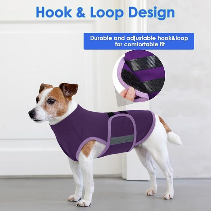 MIGOHI Dog Anxiety Relief Coat,Comfort Anxiety Vest for Dogs,Adjustable Dog Anxiety Calming Wrap for Fireworks,Thunderstorms,Travel, Separation,Anxiety Jacket for Small Dogs, XS,Purple