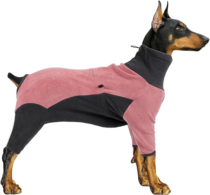 Winter Coat, Warm Fleece Jacket, Windproof Dog Pullover Bodysuit, Fullbody Pajamas Onesie, Cold Weather Clothes for Medium Large Dog (3XL, Pink)