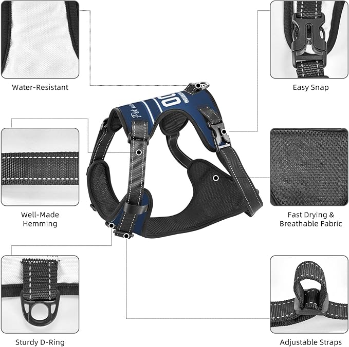 Custom Indianapolis Dog Harness with Reflective Stripes Personalized Name and Number Dog Vest Harness with Pet Traction Rope for Small Medium Large Dog