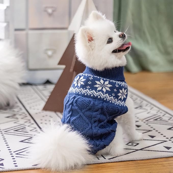 Warm Winter Dog Sweater - Cold Weather Pet Clothes for Small Medium Large Dogs Indoor Outdoor, Soft Classic Knit Puppy Apparel