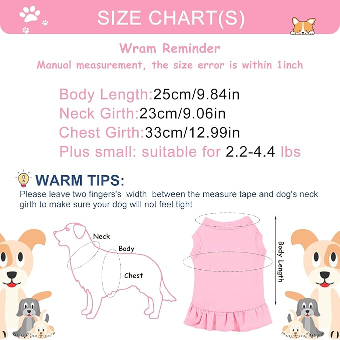 6 Pieces Dog Dresses Shirt Skirt Sleeveless Dress Breathable Pet Shirts with Ruffles Puppy Sundress Outfits for Dogs and Cats (S Size)