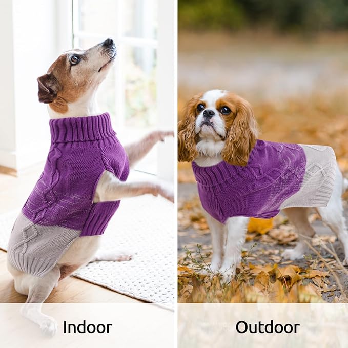 ASENKU Warm Dog Sweater for Small Medium Dogs,Pet Sweaters for Fall Winter Dog Clothing,Thicked Pullover Puppy Cat Turtleneck Sweater for Doggie Chihuahua Clothing