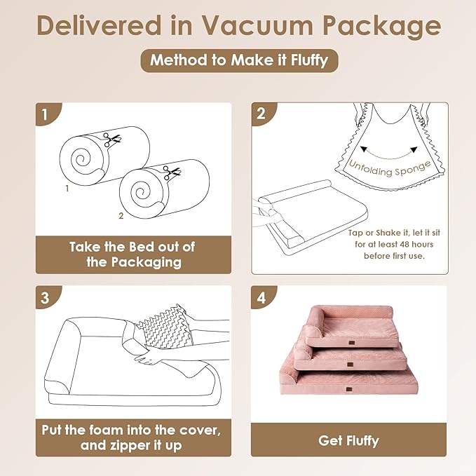 EHEYCIGA Memory Foam Dog Bed XLarge Sized Dogs, Extra Large Dog Bed Orthopedic with Washable Removable Cover, Waterproof XL Pet Bed Couch, 44x33x6 Inches, Pink