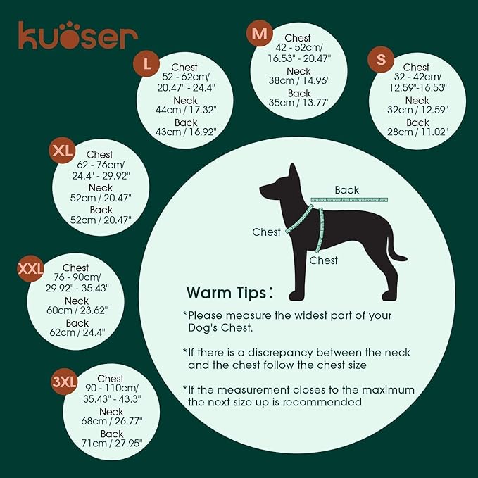 Kuoser Dog Coat, Extra Warm Dog Jacket Quilted Windproof Pet Cold Weather Coats for Small Dogs, Fleece Lining Turtleneck Puppy Snowsuit Reflective Adjustable Winter Clothes, Green S