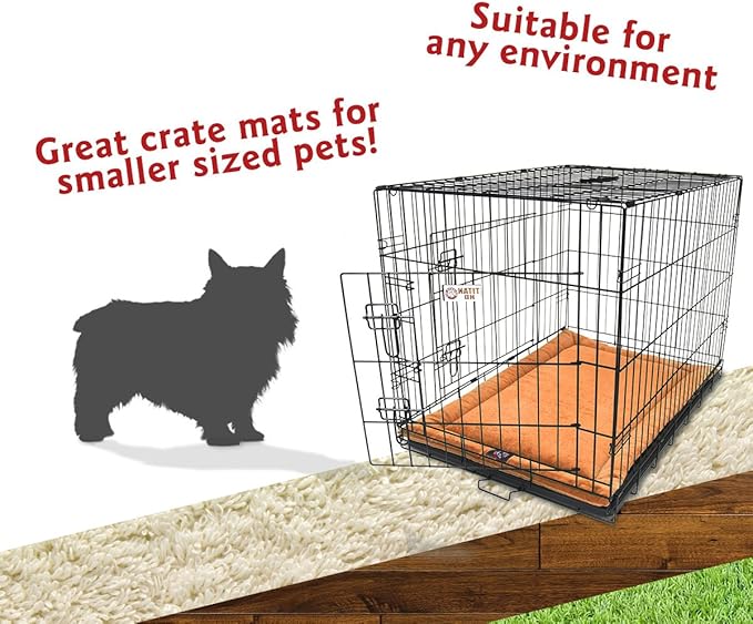 Majestic Pet Dog Crate Mat - Machine Washable Soft Plush Pet Bed Pad for Crates & Kennels | USA Crafted | 24"x18" Villa Orange
