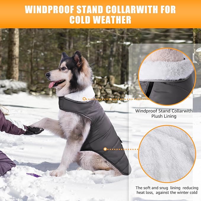 iBuddy Dog Winter Coats with Fleece Vest,Waterproof Warm Dog Snow Jacket Windproof, Reflective Adjustable Pet Dogs Cold Winter Coat for Dogs Girl Boy