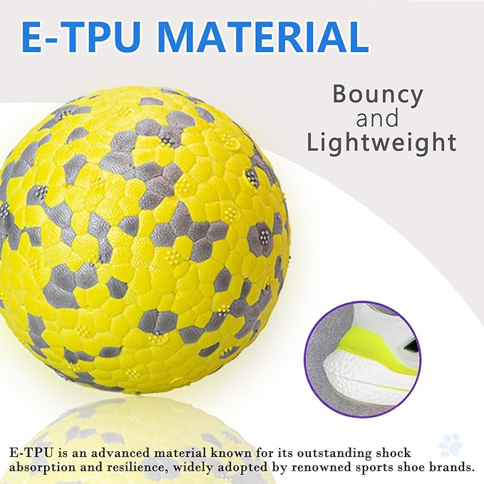 2Pcs Super Bouncy Dog Balls, Fun Indestructible Tennis Balls for Aggressive Chewers, Durable Floating Fetch Toys for Small Dogs with Lifetime Replacement