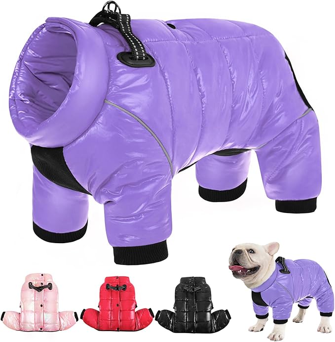 AOFITEE Dog Coat, Waterproof Dog Jacket for Winter, Warm Fullbody Dogs Snowsuit, Winter Coat for Small Dogs, Zip Up Pet Puffer Jacket Fleece Vest, Outdoor Reflective Cold Weather Pet Coats, Medium