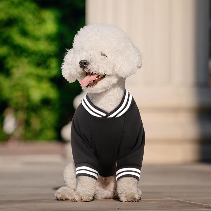 Dog Sweaters for Large Dogs, Brushed Fleece Dog Sweater Baseball Jacket Large Pet Sweater Clothes Soft Warm Boy Girl Pet(Black-XL)