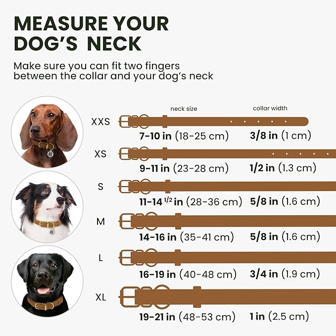 BronzeDog Rolled Leather Dog Collar with QR ID Tag, Adjustable Soft Round Collars for Small Medium Large Dogs Puppy (11" - 14 1/2" Neck Size, Light Brown)