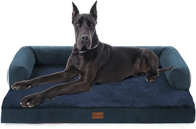Orthopedic XXL Dog Beds, Waterproof Egg Crate Foam Big Pet Bed for All Breed Sized Dogs 53x42Inch, Washable Extra Large Dog Couch Bed with Removable Cover and Non-Slip Bottom, Navy Blue
