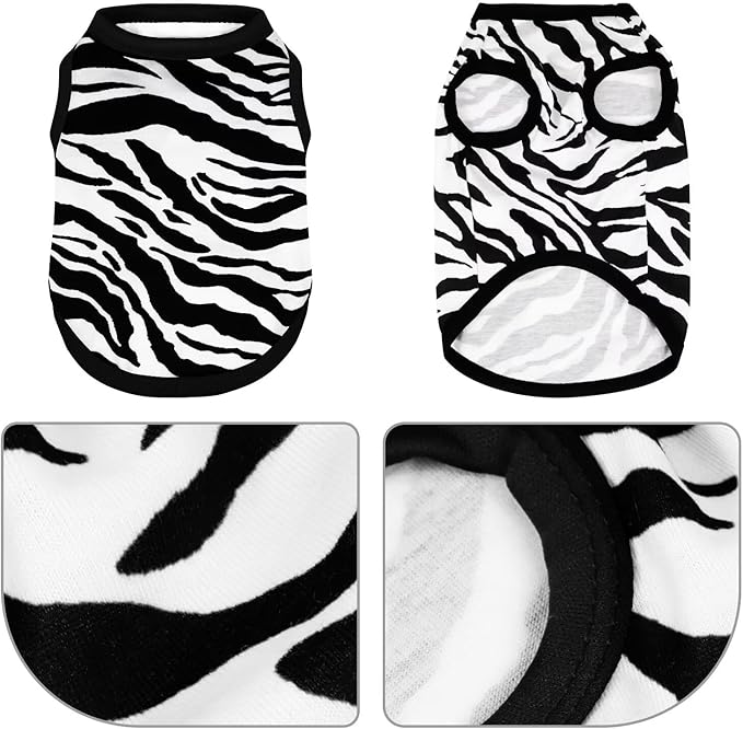 Adorable Zebra Print Dog Shirts – Lightweight, Cozy Outfit for Small to Medium Dogs, Soft & Snuggly Pet Wear for Everyday Comfort and Cuteness.Black S
