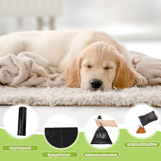 Sherr 60 Rolls Dog Poop Waste Bags 12000 Count Unscented Dog Trash Leak Proof Pet Doggie Thick Plastic Bag for Home Park Outdoor Travel Pet Supplies, Black