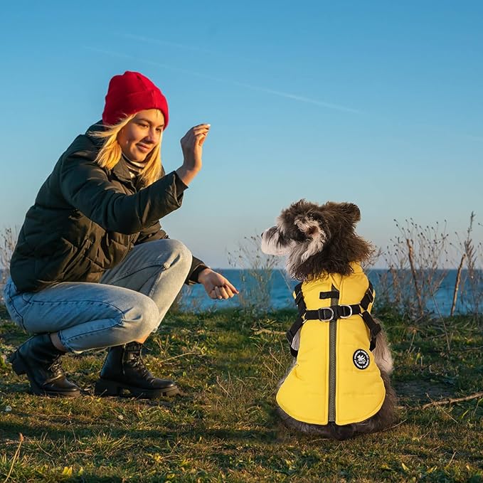 Norbi Dog Winter Jacket with Built-in Harness - Adjustable Warm Coats for Small, Medium, Large Dogs - Cold Weather Protection