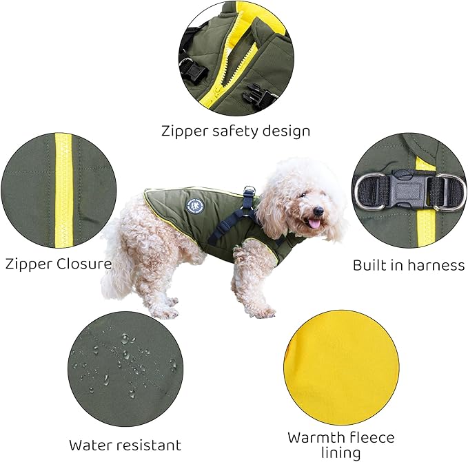Norbi Winter Dog Jacket with Built-in Harness - Adjustable Warm Coats for Small to Large Dogs - Perfect for Cold Weather