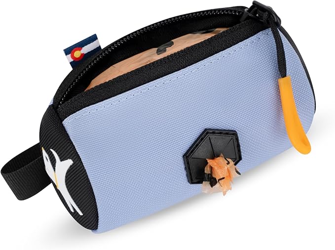 OllyDog Scoop Pick Up | Dog Poop Bag Holder | Lightweight & Water-Resistant Dispenser | Leash Attachment for Hands-Free Carry | Fits Standard Waste Bag Rolls (Blue Heron)