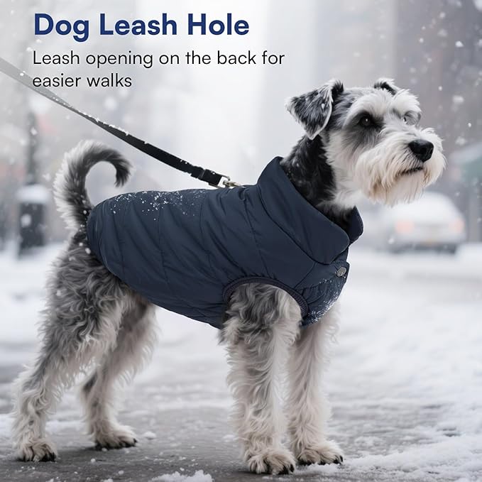 ASENKU Dog Winter Coat - Waterproof Windproof Dog Jacket, Warm Snowproof Doggie Puffer Vest for Cold Weather, Lightweight Snow Coats for Small Medium Large Dogs (2XL, Blue)