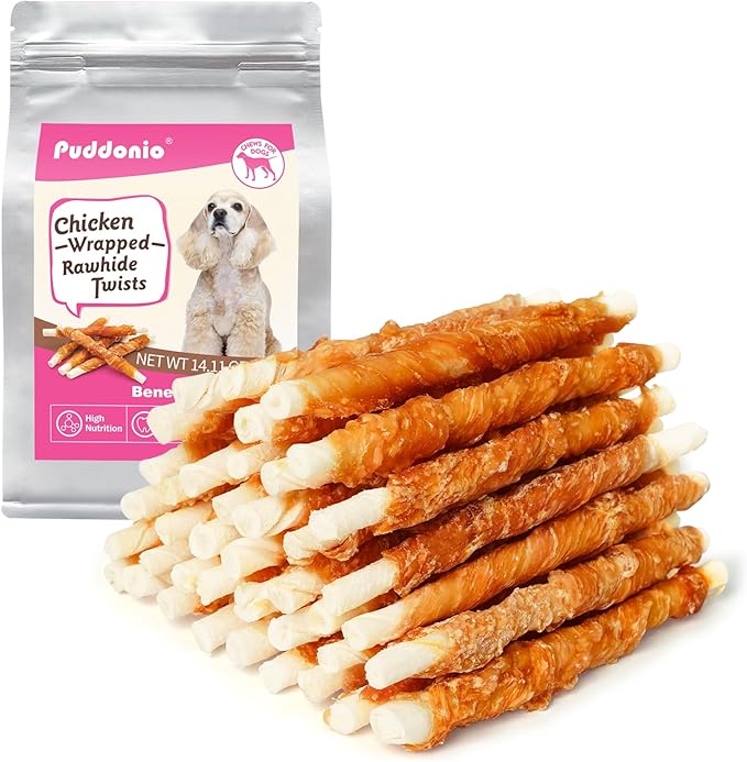Dog Treats, 5 Inch Chicken Wrapped Rawhide Sticks for Dogs, Teeth Cleaning Dog Chew Snacks for Puppy and Small Dogs, 14.1oz