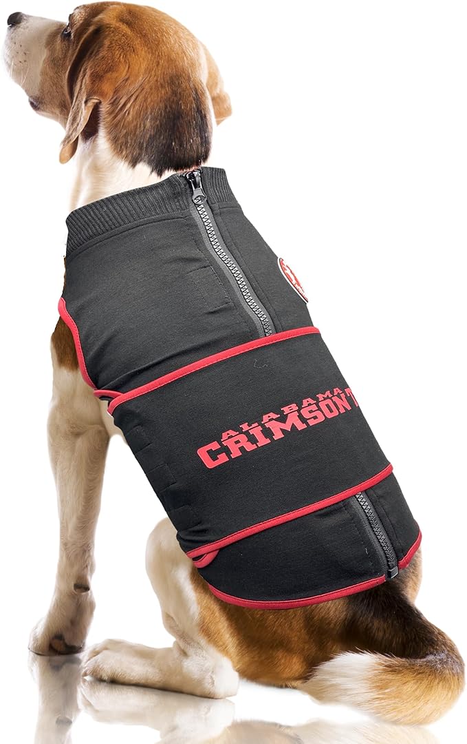 NCAA Alabama Crimson Tide Dog Anxiety Calming Shirt Soothing Vest, Dogs & Cats with Anxiety, Fears, Fireworks, Loud Noises, Dark, Lonely Keeps Dogs Calm & Feeling Safe, Relaxing Jacket, Small