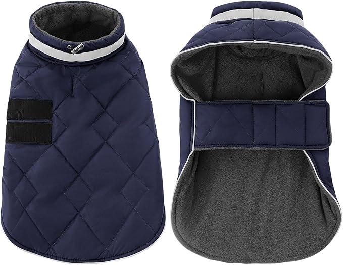 Dog Winter Coat Warm Padded Puppy Jacket Windproof Water Resistant Clothes for Small Medium Large Pets Christmas Sweater Outfit Vest(DarkBlue, 3XL)