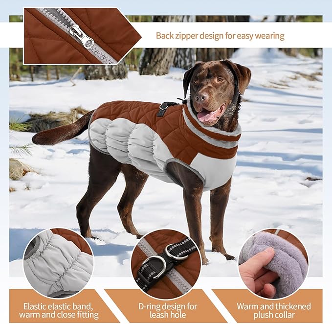 Dog Winter Jacket Cozy Reflective Waterproof Windproof Warm Pet Garment,Comfortable Cold Weather Fleece Apparel Outfits with Zipper Closure for Small Medium Large Dogs Puppy Walking,XX-Large
