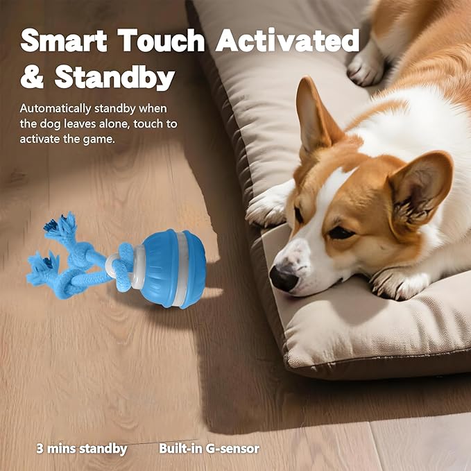 Interactive Dog Toys, Motion Activate Rolling Ball for Small Medium Large Dogs, Automatic Moving Toy, Interactive Dog Ball Stimulation Toy for Boredom Relief