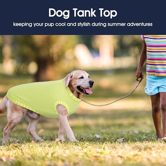 IECOii 2 Pack Sleeveless Dog Tees Shirt | Comfortable & Lightweight Fabric, Easy On/Off for Active Dogs, Pink+Green, L