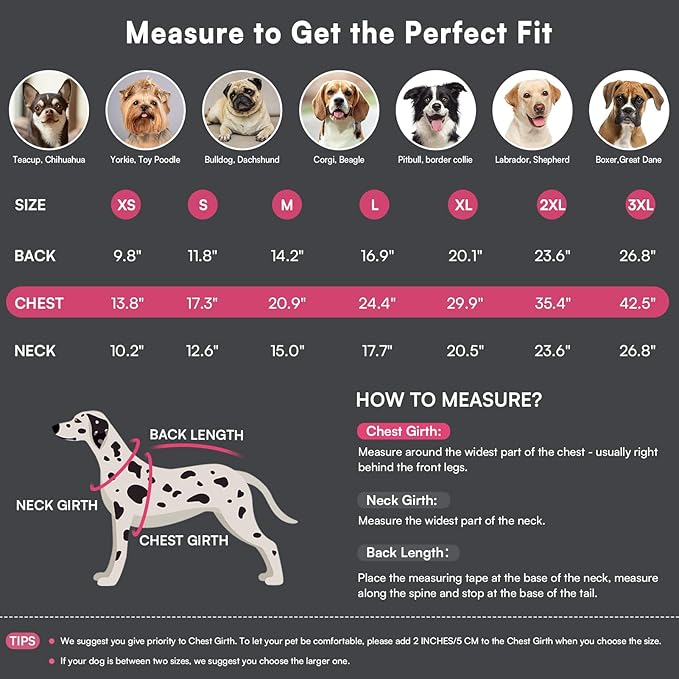 Queenmore Dog Jackets for Large Dogs, Dog Coat with Harness Built in,Waterproof Dogs Coats with Zipper On Back,Warm Fleece Lining Cold Weather Pet Coats with Furry Collar for Labrador,Rosered,L