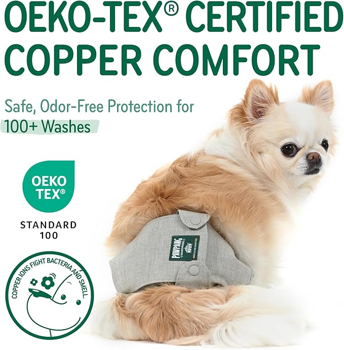 PAWPANG Copper Fit Mate Washable Male Dog Belly Band Kit – 1 Reusable Male Wrap with 15 Dog Diaper Liners, Ideal for Senior Dogs, Incontinence, and Marking, M