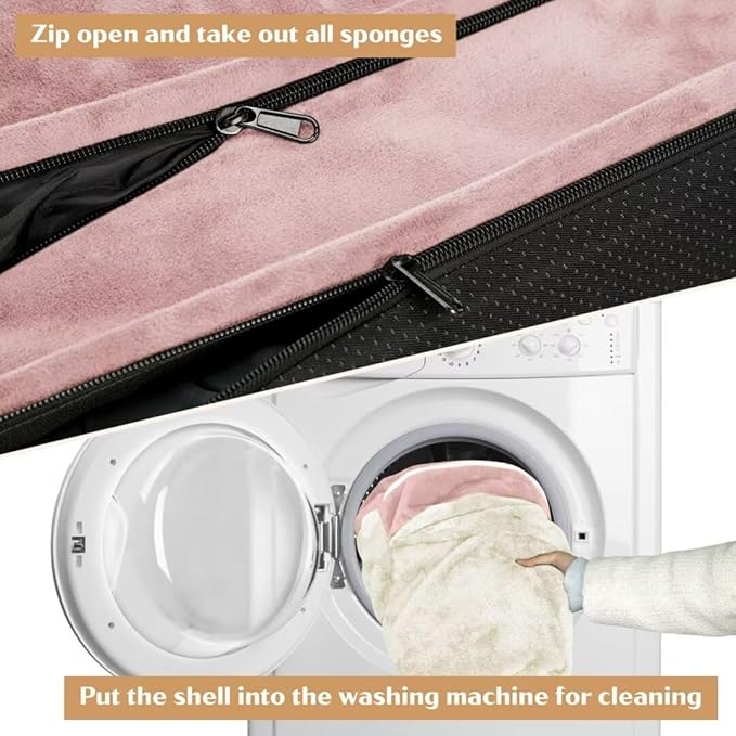 Comfort Expression Orthopedic Dog Bed for Extra Large Dogs 45x35 Inch, Waterproof Supportive Egg Crate Foam XL Pet Bed with Removable Bolsters, Dog Couch with Washable Cover & Non-Slip Bottom, Pink