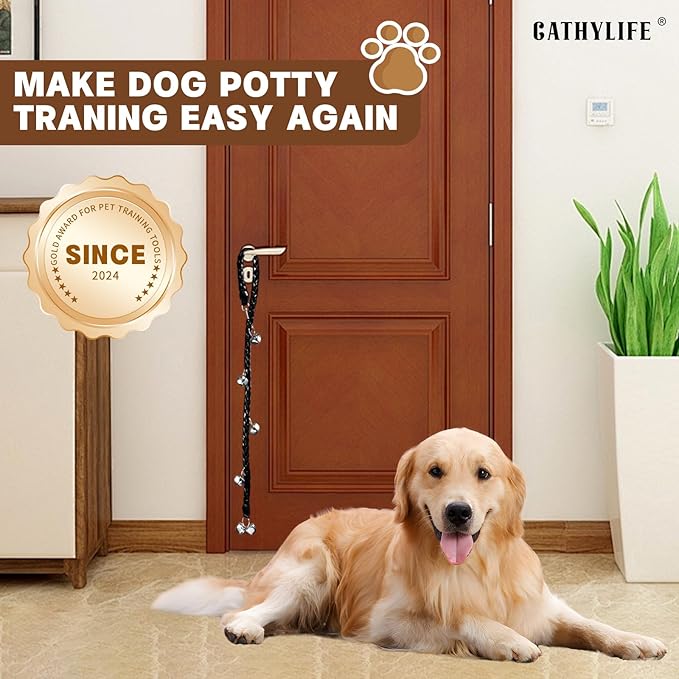 Dog Doorbells for Potty Training, Poly Urethane Puppy Door Bells, Hand-woven Dog Bells for Dog Training, Extra Loud Bells for Door Knob, Ring to Go Outside Doggie Pet Supplies. (Black twist)