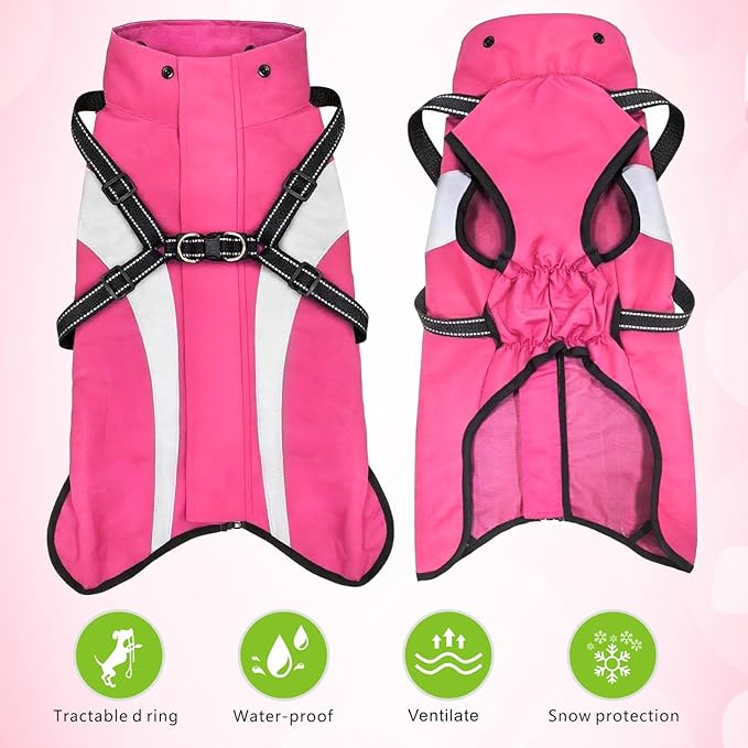 Mosucoirl Dog Raincoat Waterproof Raincoats for Dog Reflective Dogs Rain Jackets with Hood Hoodie Pet Rain Poncho Coat for Small Medium Large Dogs Puppies S-XXL (Pink, S)