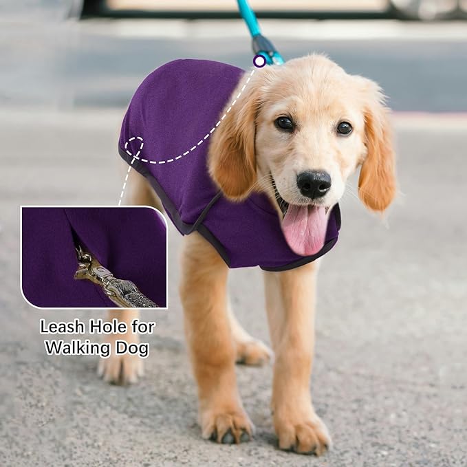 ROZKITCH Dog Sweaters for Small Dogs Male, Pet Windproof Warm Cold Weather Jacket Vest Cozy Jumpsuit Apparel Outfit Clothes for Walking Hiking Travel Sleep Purple S