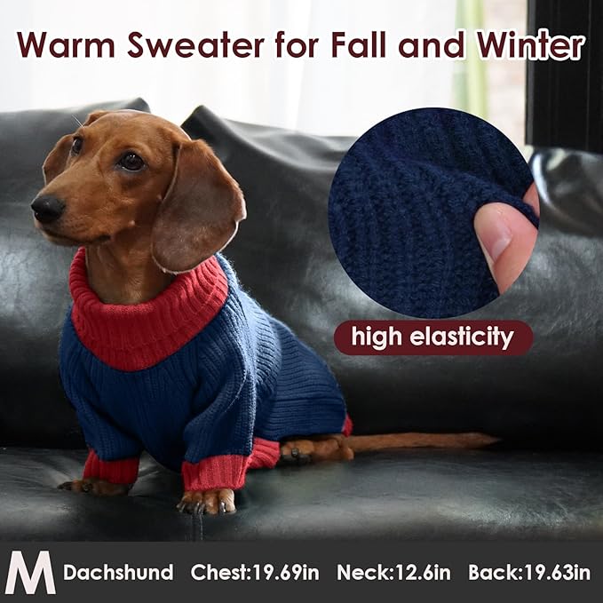 Dog Sweater XL, Turtleneck Sweaters for Large Dogs Girl Boy, Thermal Knit Sweatshirt with Leash Hole Easy Walking, Warm Big Dog Christmas Clothes for Beagle, Cocker Spaniel, NavyBlue XL