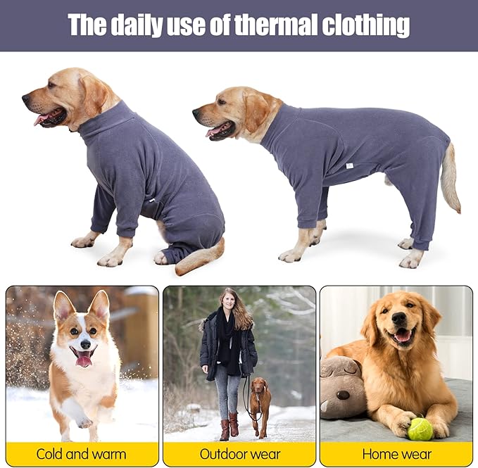 Dog Winter Coat,Warm Dog Jacket,Puppy Polar Fleece High Collar Full Body Snowsuit,Comfort Windproof Sweater(Grey,XXL)