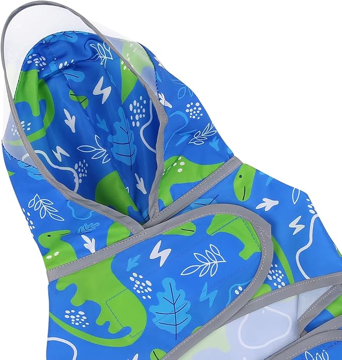 HDE Dog Raincoat with Clear Hood Rain Jacket Poncho for Small Medium Large Dogs Dinosaurs - S