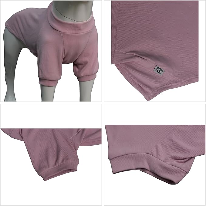 Lovelonglong Ribbed Dog T-Shirt Cotton Knitted Dog Sweaters for All Season Pet T-Shirts for Large Medium Small Dogs Light Pink 3XL