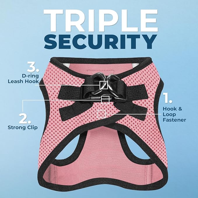 Voyager Step-In Air Dog Harness by Best Pet Supplies - All Weather Mesh Step in Vest Harness for Small and Medium Dogs, Pink/Black Trim, size XS - Chest: 13 - 14.5"