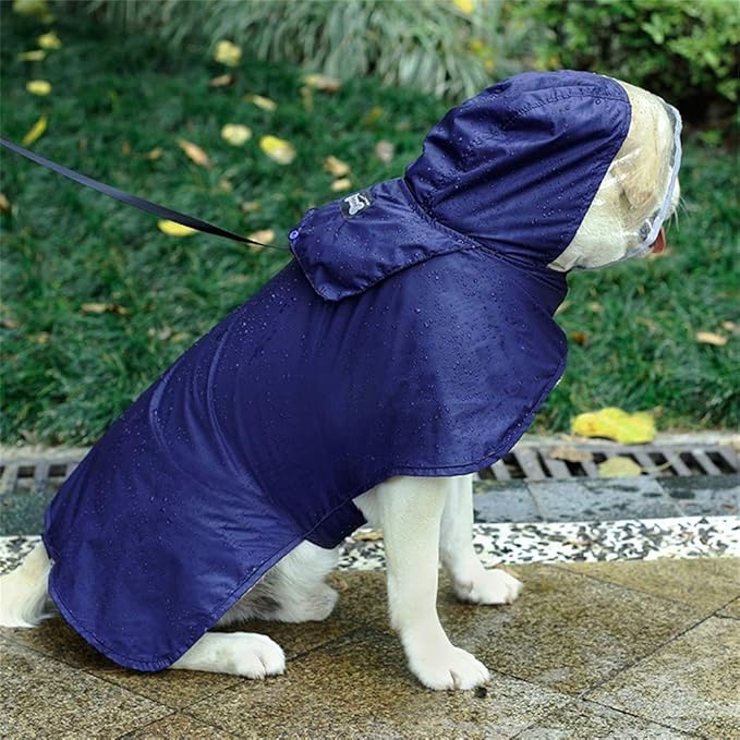 Pet Raincoat Packable Hooded Dog Rain Jacket Reflective Strips Lightweight Adjustable Poncho for Small Medium Large Dogs Blue M