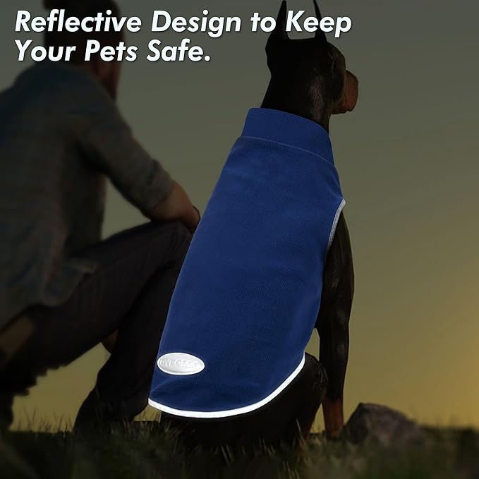 cyeollo 2 Pack Fleece Dog Sweater Pullover Dog Sweatshirt Reflective Lightweight Sweaters Pet Clothes for Small Dogs Boy Pet Apparel Blue, Mist Blue, S